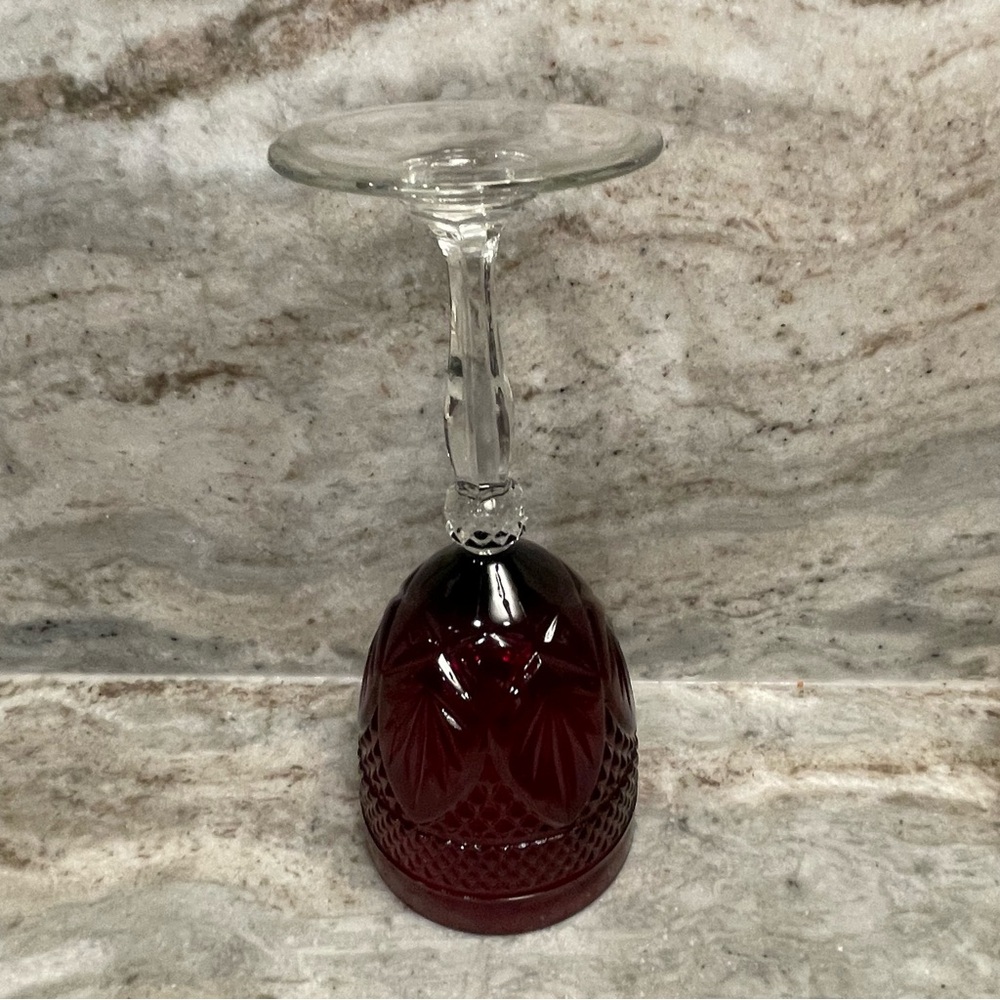 VTG Cristal d'Arques Antique Ruby Red 8" Water Goblet | Diamond Ball Stem - Picture 5 of 9